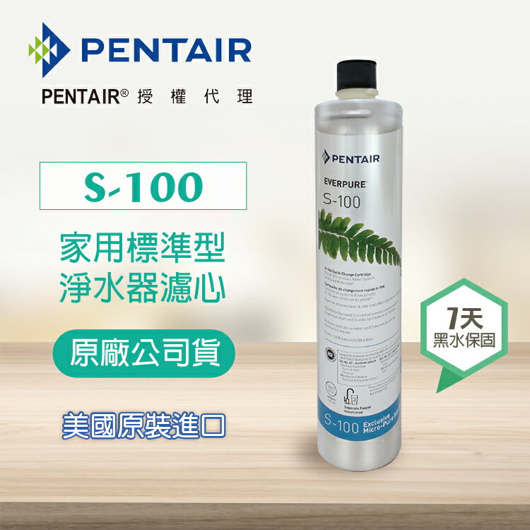 【Pentair 濱特爾】S-100濾芯《單入組》原廠公司貨 - 家用標準型淨水器濾心 (臺灣代理公司貨)★美國原裝進口★適用5-6人★有效除氯、異味、異色★水達人-EVERPURE《S100》