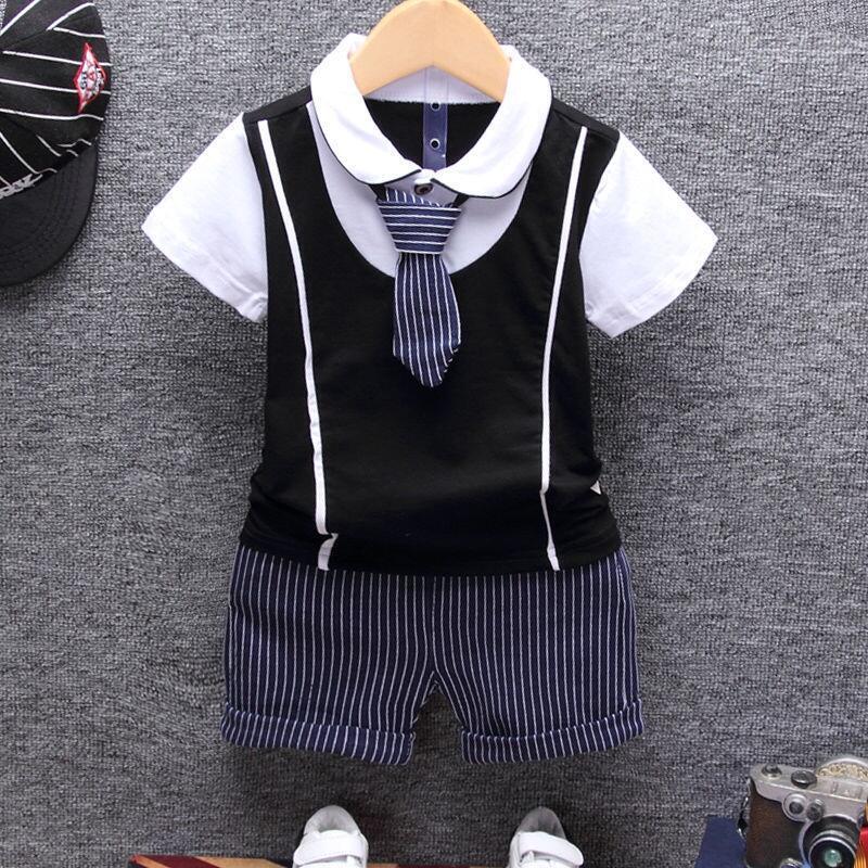 【免運】夏裝套裝 時尚 兒童 韓版 洋氣 潮裝男童夏季帥氣男小孩短袖 衣服童裝