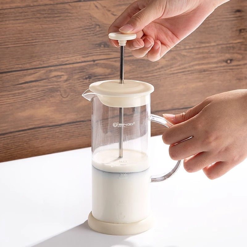 奶泡杯玻璃奶泡打奶泡機家用手動泡器法壓壺打奶泡拿鐵花式咖啡