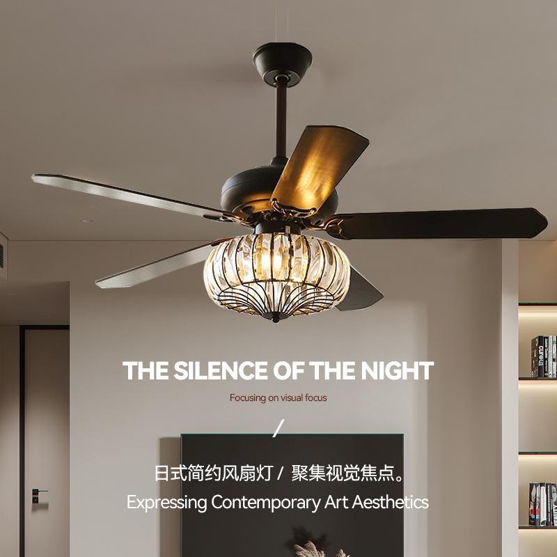 免運 吊燈 新中式木葉吊扇燈客廳餐廳臥室風扇燈靜音變頻家用電扇燈吊燈跨境S054快速出貨
