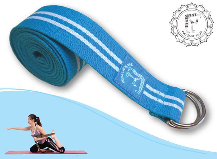 Fun Sport yoga 力樂美棉織瑜珈伸展帶(鐵扣環) - 藍色