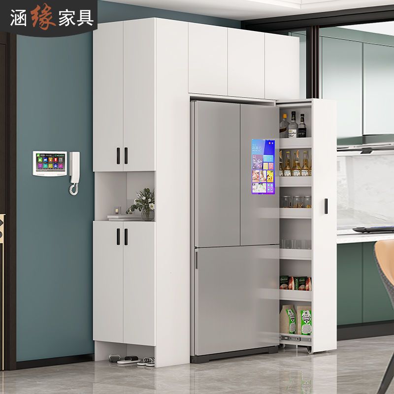 臺灣公司 電器櫃 廚房置物架餐邊櫃現代簡約冰箱櫃鞋櫃一體靠墻家用收納儲物櫃定製S051快速出貨