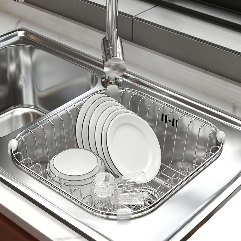 洗菜盆瀝水籃水槽濾水籃廚房瀝水架不銹鋼水池過濾洗碗池置物伸縮