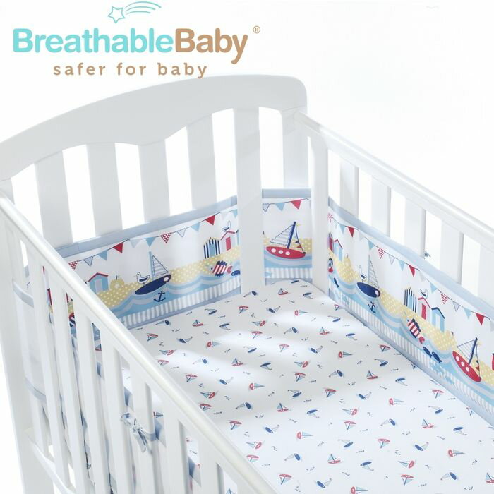 英國 BreathableBaby 透氣嬰兒床圍 全包型(18431海洋帆船款)★衛立兒生活館★