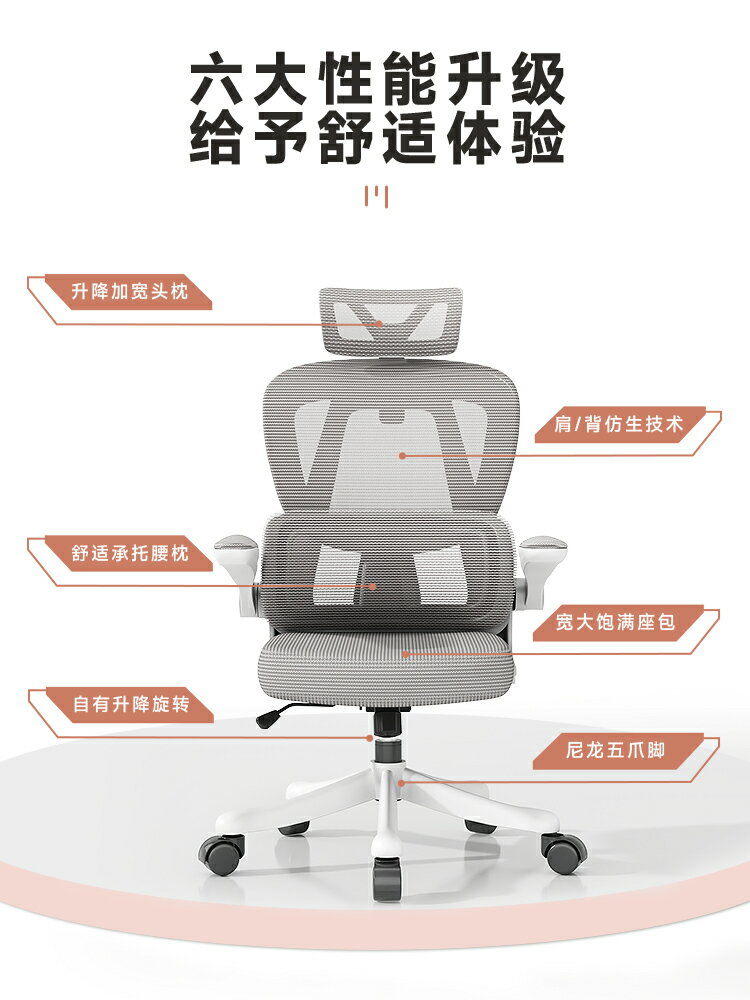 電腦椅家用舒適久坐辦公座椅臥室電競書桌學習椅子靠背人體工學椅-樂購