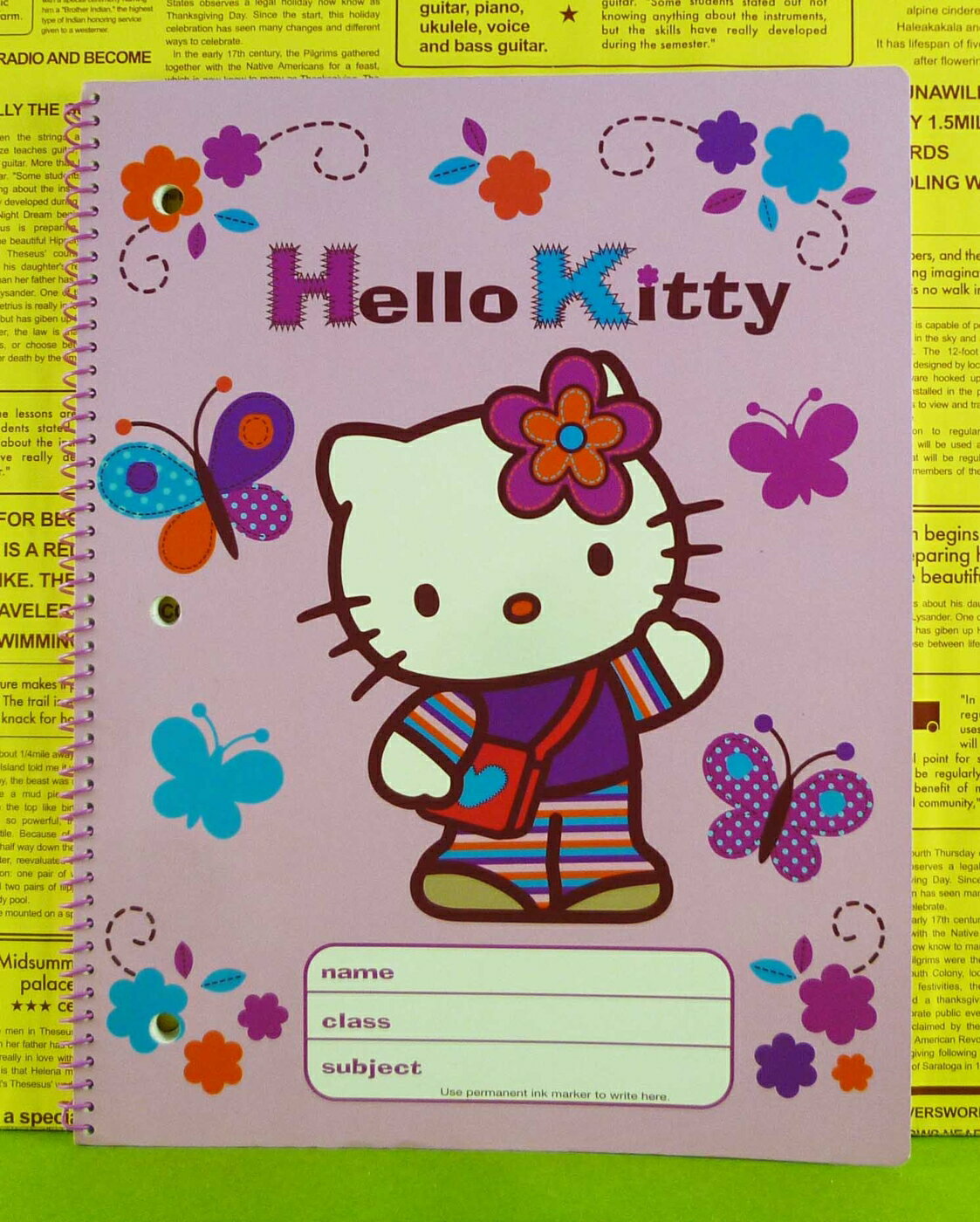 【震撼精品百貨】Hello Kitty 凱蒂貓 筆記本 蝴蝶 粉紫色【共1款】 震撼日式精品百貨