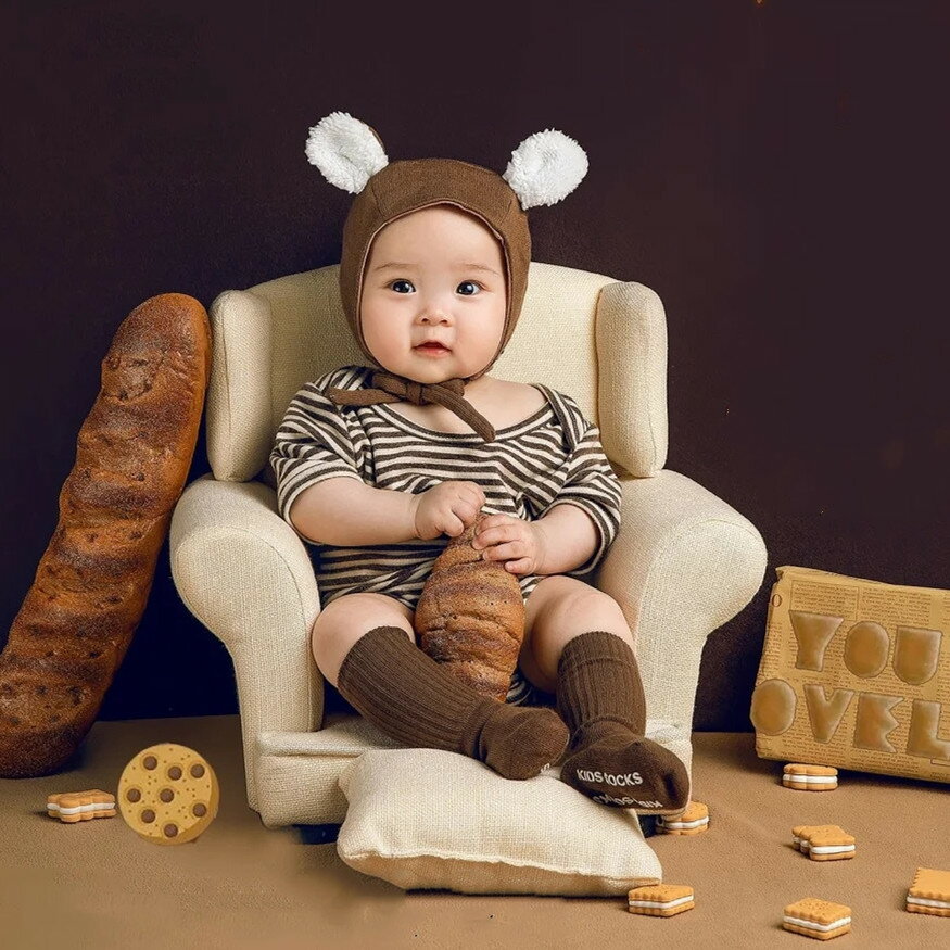 新款百天寶寶攝影座椅兒童影樓拍照輔助道具新生兒滿月造型小沙發
