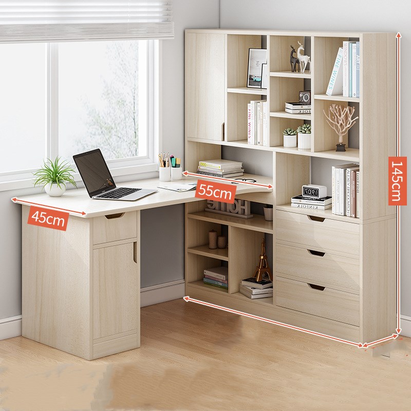 電腦桌臺式書桌書架組合簡約家用學生臥室簡易寫字書柜一體小桌子