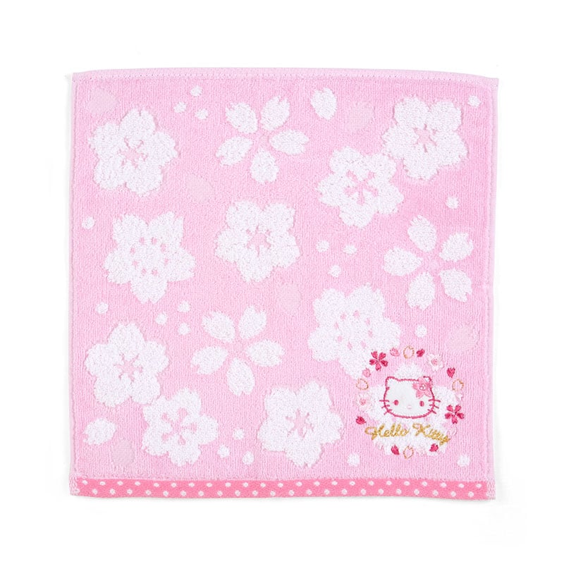 asdfkitty*KITTY粉紅櫻花小方巾/棉質手帕-100%純棉-25*25公分-日本正版商品