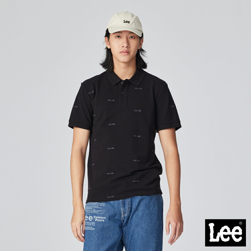 Lee 滿版素色短袖POLO衫 男 Modern 黑LB303001K11 LB303001