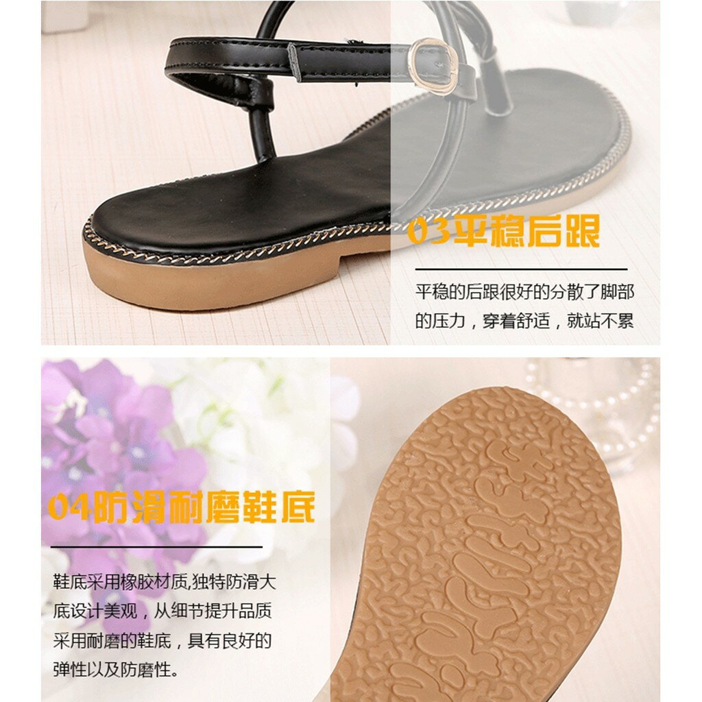 韓版 夏季女鞋 波西米亞涼鞋 夾腳涼鞋 休閒鞋 平 涼鞋 小清新 夾腳 3