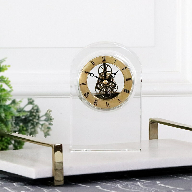北歐簡約現代透明水晶玻璃座鐘客廳臥室創意奢華個性小臺鐘