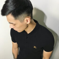 美國百分百【全新真品】Burberry 短袖 polo衫 素面 金戰馬 logo 英倫 精品 黑色 S/M號 J698