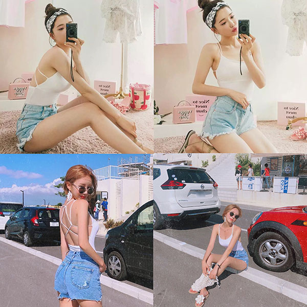 ANNAS 多色美背罩杯背心 長版美背爆乳胸墊細肩帶交叉露背條紋性感小可愛 顯瘦素面百搭彈性海邊比基尼 8