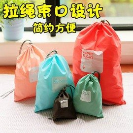 【束口收納袋-中號單個裝-27*19.5cm-6個 組】防水尼龍 衣服收納袋整理袋束口袋抽繩包 旅遊 神器 防水旅行神器布袋子可混搭-76002