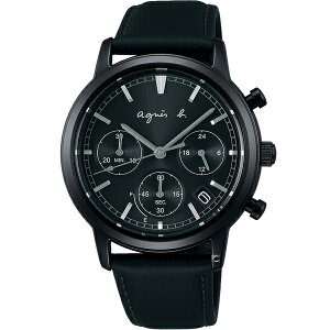 agnes b. 法式簡約太陽能計時腕錶 VR42-KSH0C(BZ5010X1)-40mm-黑面皮革【刷卡回饋 分期0利率】