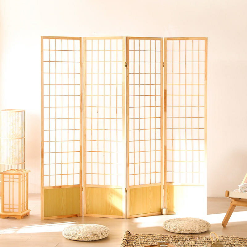 精品裝飾日式實木屏風隔斷客廳玄關帶擋板簡約現代折疊移動進門遮擋背景牆