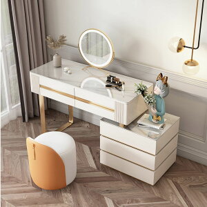 輕奢梳妝臺網紅造型收納柜一體現代簡約化妝桌小戶型實木高檔桌子
