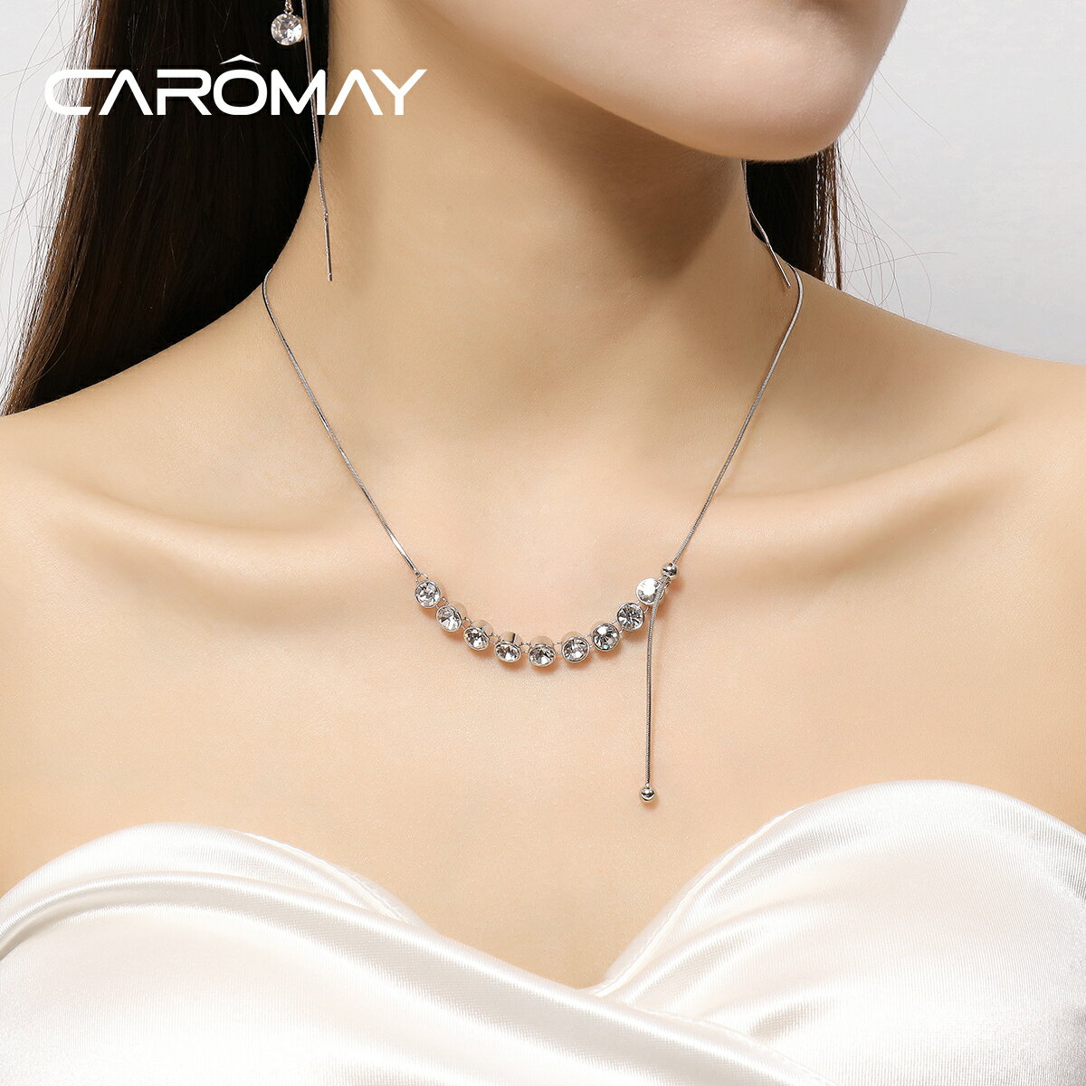 CAROMAY設計感圓珠流蘇項鏈女輕奢小眾高級鎖骨鏈年新款頸鏈