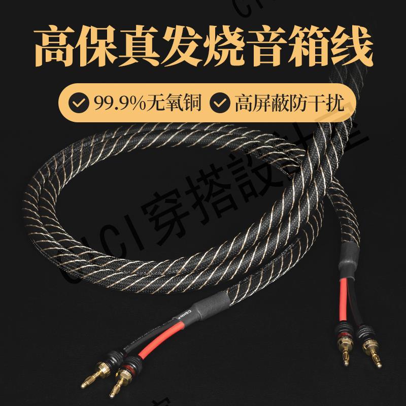 高檔香蕉頭加粗音箱線通用音響連接線純銅線帶插頭雙頭發燒喇叭線【亞德機械五金家居】