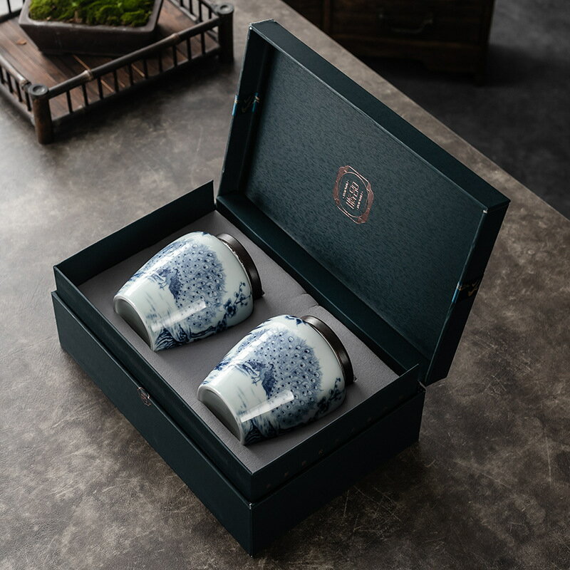 茶葉包裝空禮盒青花陶瓷茶葉罐雙罐半斤白毫銀針綠茶紅茶包裝