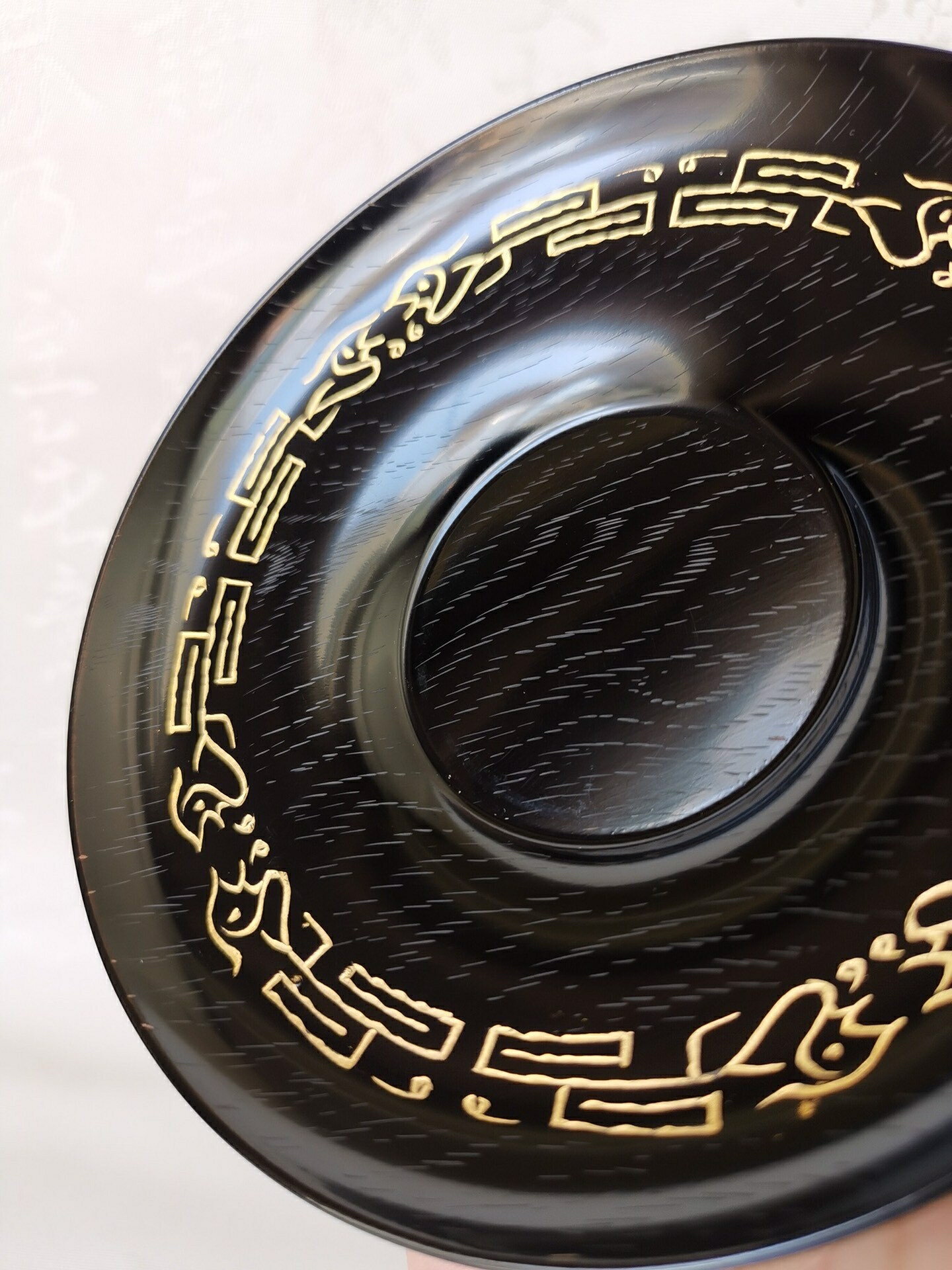 日本漆器 輪島圖 大漆金蒔繪杯託 純實木茶托 茶道具