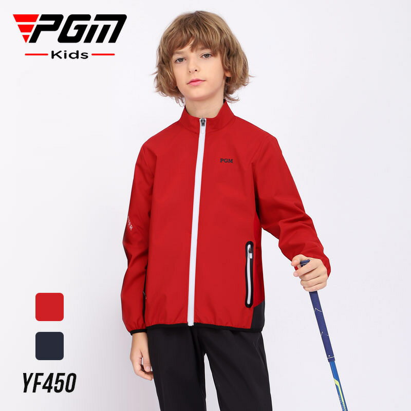 【元素運動】PGM兒童高爾夫外套秋冬季時尚男童裝拉鏈風衣青少年防風保暖衣服