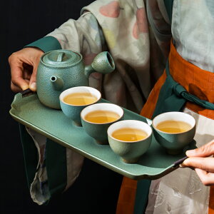 日式陶瓷功夫茶具套裝組合4人簡約粗陶干泡茶盤家用整套禮盒裝