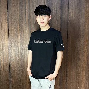 美國百分百【全新真品】Calvin Klein 短袖 棉質 T恤 CK 上衣 logo 短T 黑色 CP03
