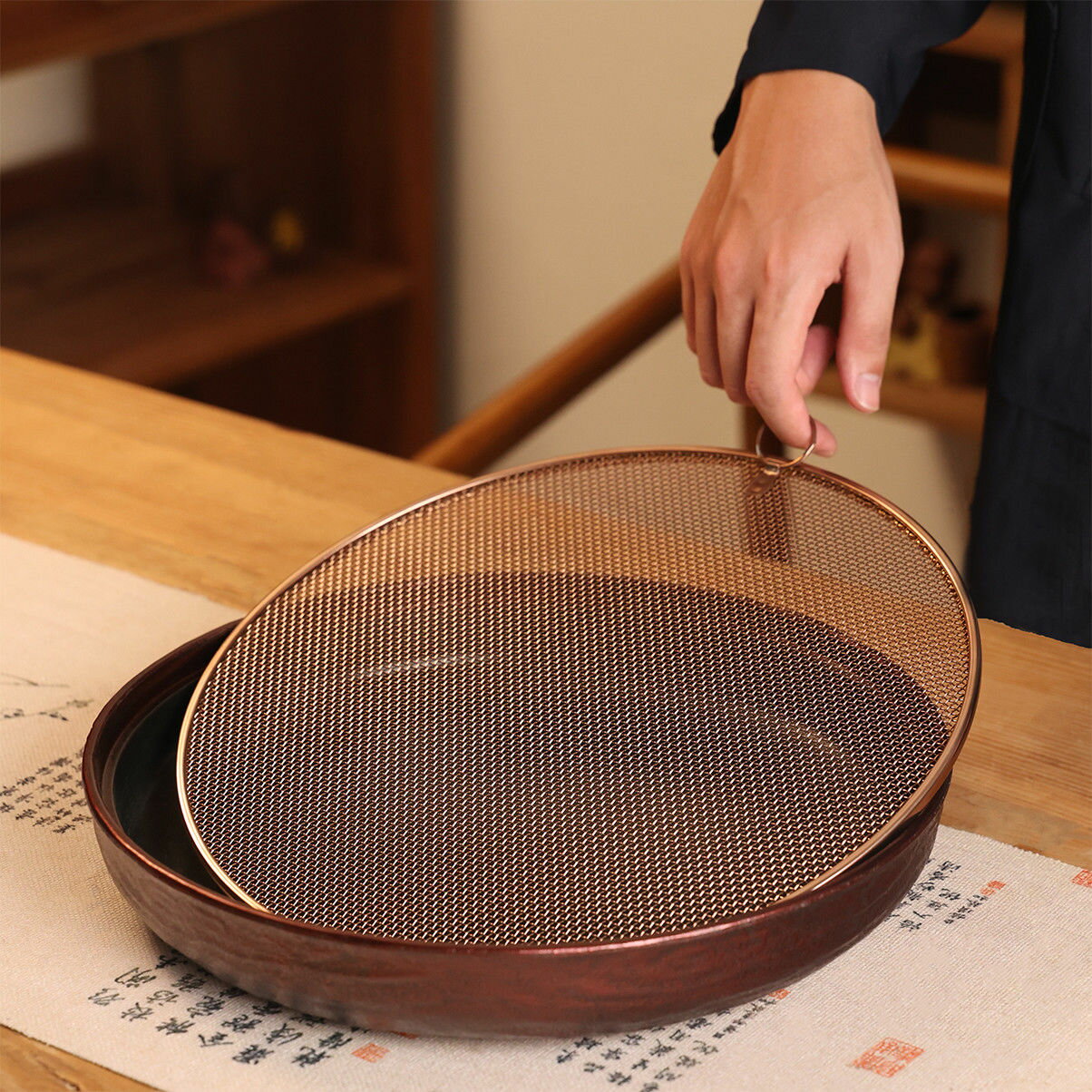 免運 可開票 超低價 新款家用圓形不銹鋼茶盤電木底瀝水茶托盤輕奢幹泡儲水茶臺 快速發貨