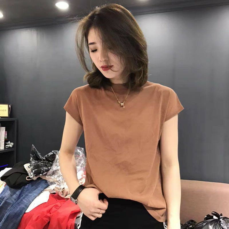 短袖t恤女夏薄新款冰絲亞麻背心針織衫體恤寬松韓版ins上衣洋氣潮