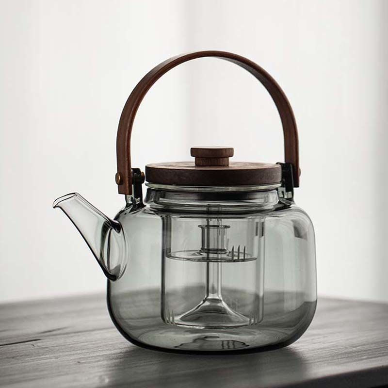 鑄鐵茶壺明火茶壺養生煮茶煮茶壺家用耐熱蒸茶壺煮茶器提梁壺玻璃