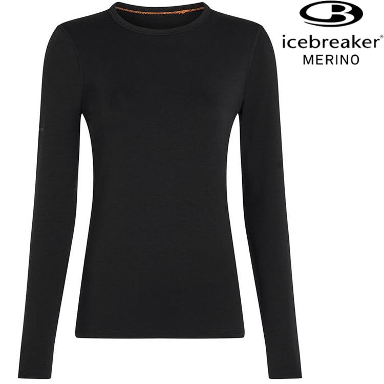 活動價 Icebreaker Core Heavyweight 女款 天絲美麗諾羊毛圓領長袖上衣 0A575G 001 黑