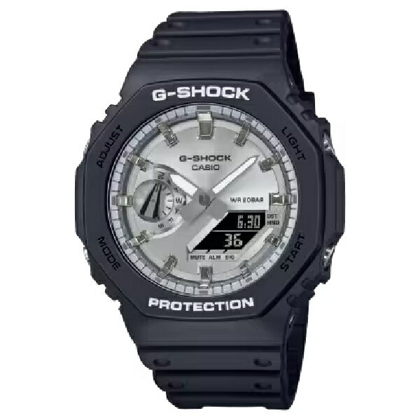 CASIO卡西歐 GA-2100SB-1A 冷酷精緻金屬色彩八角形雙顯錶 金屬銀 45.4mm｜樂天全館特惠中★指定刷卡回饋10%