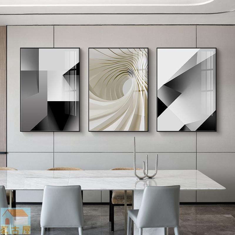 黑白灰輕奢客廳裝飾畫現代簡約抽象裝修風格掛畫桌面擺件擺設壁畫