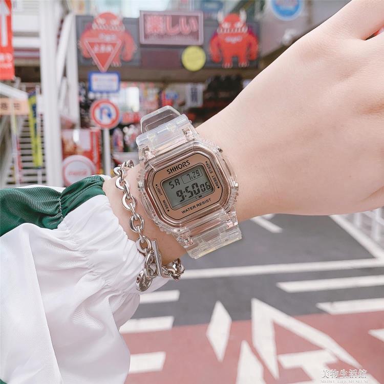方塊電子手錶女款簡約氣質學生男防水運動潮流韓版兒童女孩高級感
