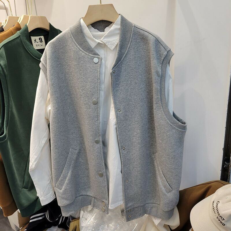 【新店特賣】春秋馬甲背心 背心外套男 背心馬甲 2-300斤大尺碼日系簡約馬甲 棒球服外套男春秋寬鬆百搭休閒無袖小外套