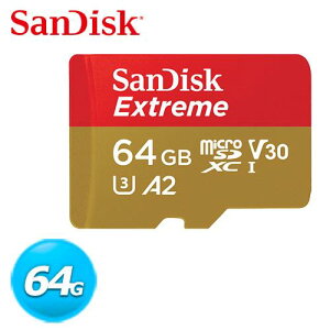 【最高22%回饋 5000點】 SanDisk Extreme Micro SDXC UHS-I U3/V30 64GB 記憶卡