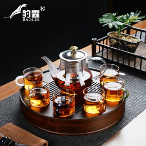 耐熱玻璃功夫茶具套裝重竹茶盤家用客廳簡約辦公室泡茶壺茶杯茶海