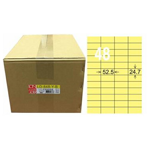 【龍德】A4三用電腦標籤 24.7x52.5mm 淺黃色1000入 / 箱 LD-848-Y-B