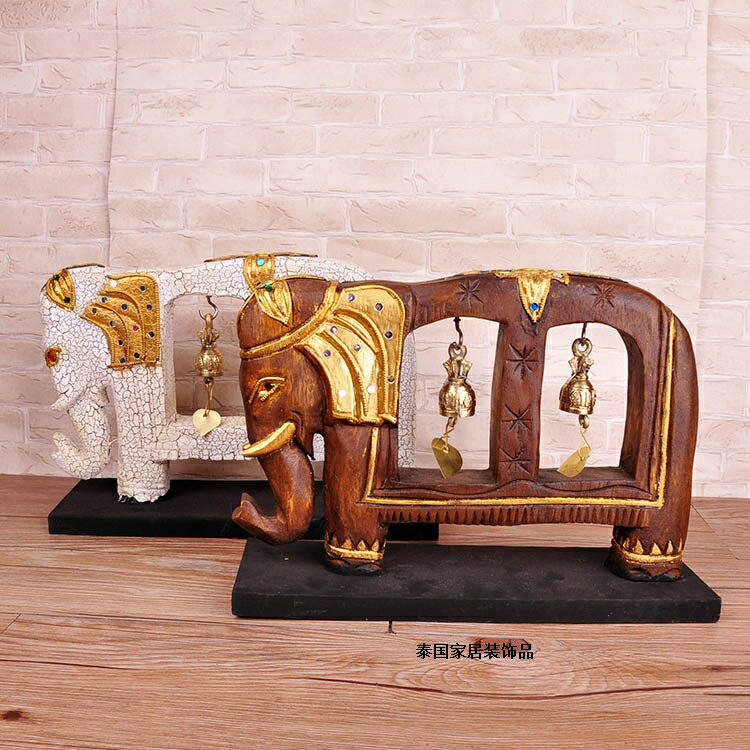 泰國特色工藝品 東南亞家居裝飾工藝實木象擺件 吉象桌面擺飾1入
