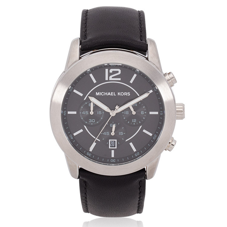 MICHAEL KORS 男錶 手錶 45mm 黑色真皮錶帶 男錶 手錶 腕錶 三眼 MK8668 MK(現貨)▶指定Outlet商品5折起☆現貨【送禮首選★APP下單點數4倍送】
