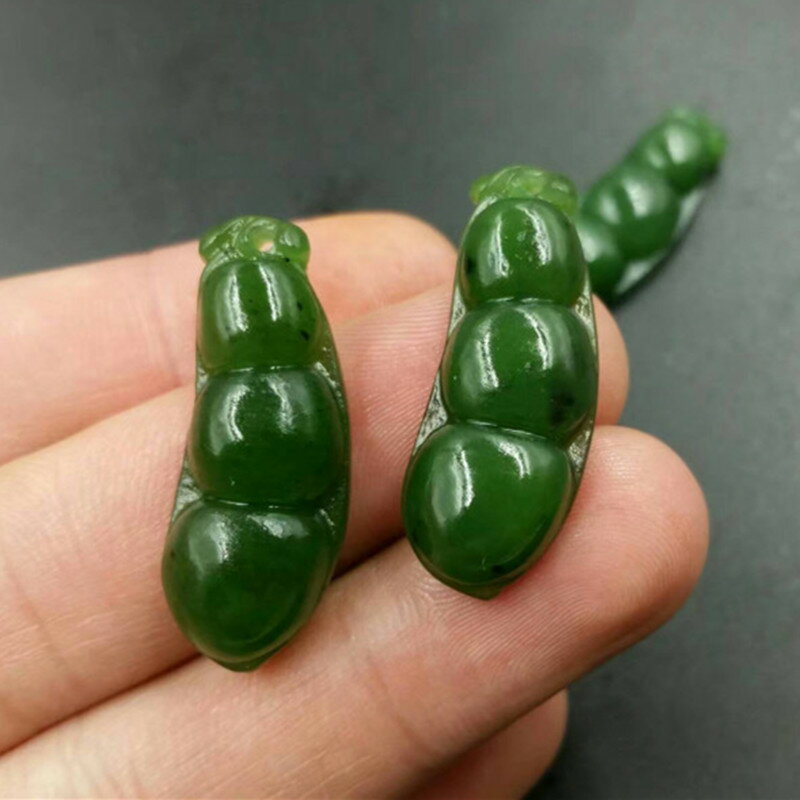 天然正品新疆和田碧玉四季豆吊墜 掛件特價