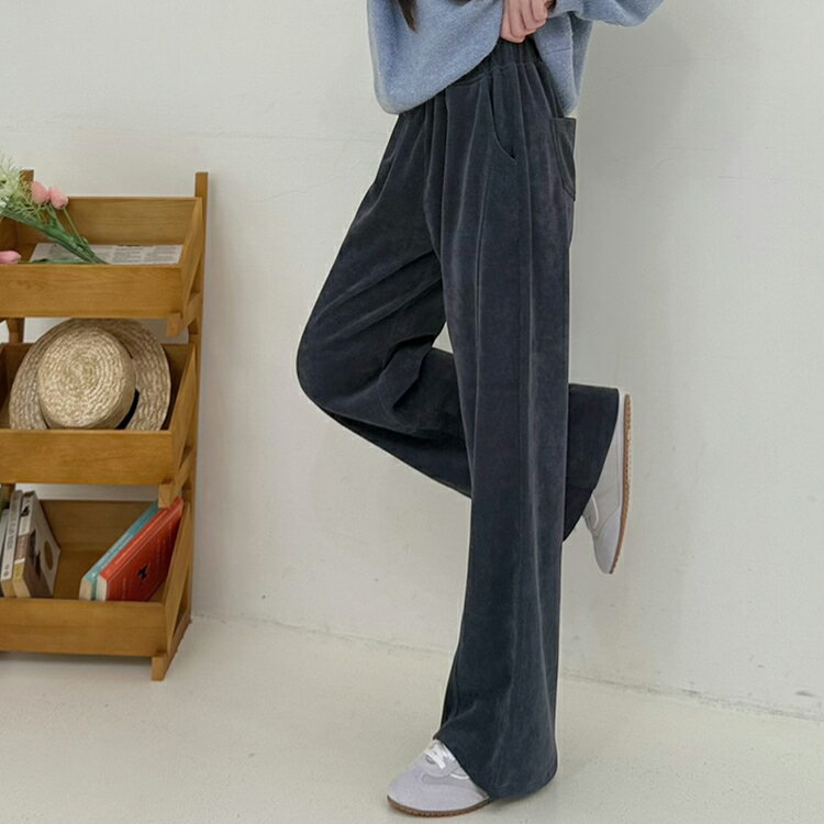 3D坑條絨布寬褲(M-L)【B370517】