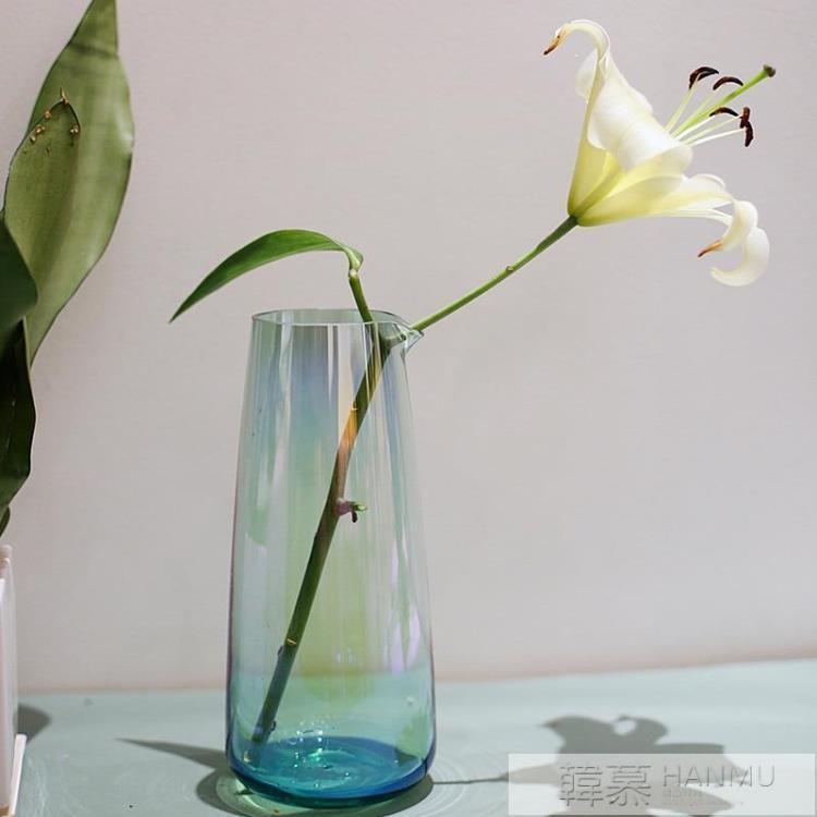 手工水晶玻璃北歐簡約ins風花瓶透明玻璃插花鮮花干花擺件 樂樂百貨