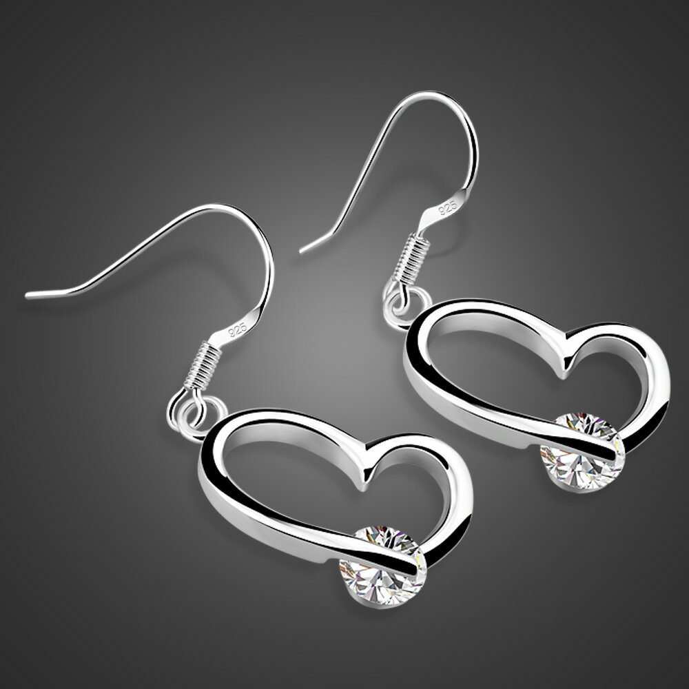 S925純銀耳環女新款潮韓國簡約氣質心形耳墜網紅個性設計法式耳飾