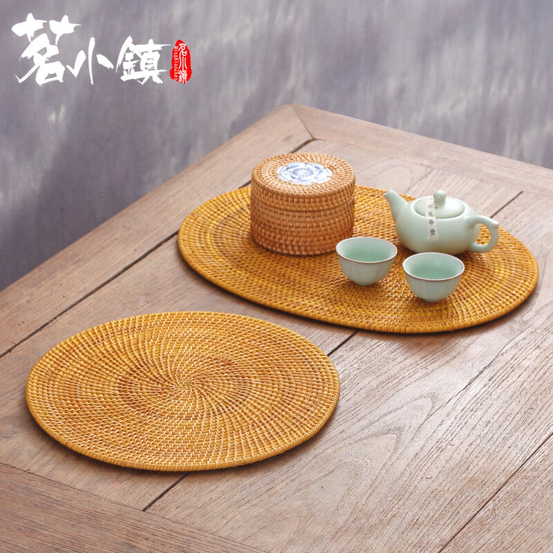 越南秋藤編杯墊壺墊杯墊套裝茶托杯託功夫茶具配件大號茶墊隔熱墊