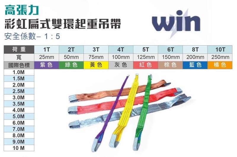 WIN 五金 WIN 10T (橘色) 破斷:5倍尼龍吊帶 布帶 吊重 工地安全 工程安全 起重工具 起重吊帶 雙環吊帶