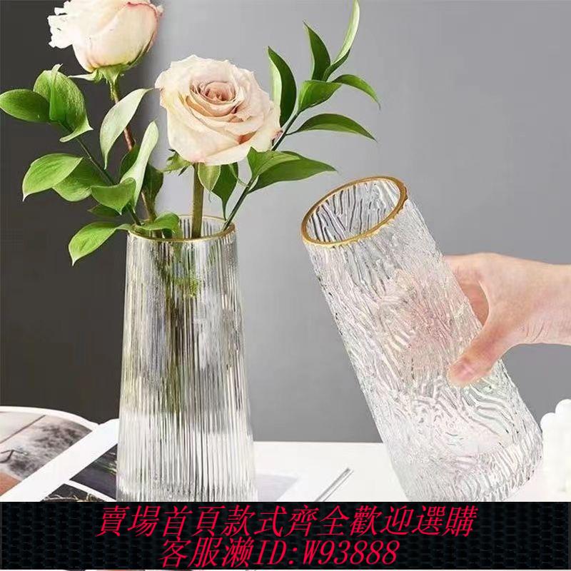 花瓶 簡約透明玻璃花瓶桌面插花水養乾花鮮花花瓶ins風高顏值客廳擺件