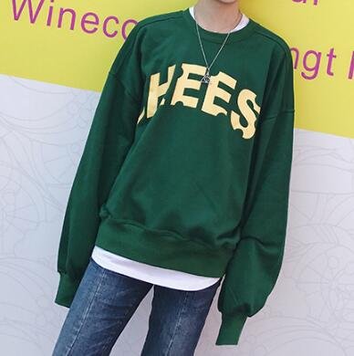 FINDSENSE Z1 韓國 時尚 潮 男 綠色 黃色字母 撞色 落肩 寬鬆衛衣 外套